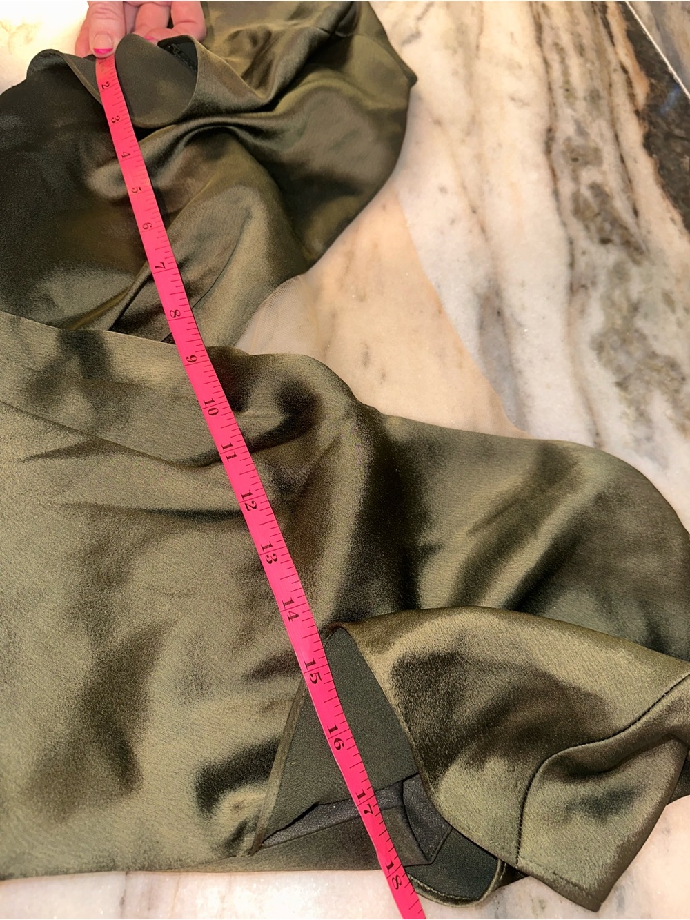 Jenny Yoo Size 6 Olive Green V-Neck Satin Maxi Dress - Picture 14 of 16